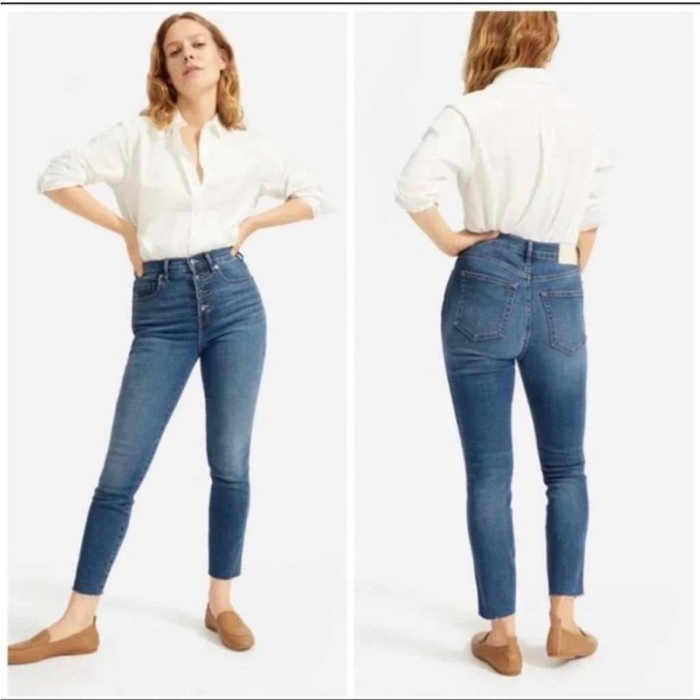 Everlane The Vintage Skinny Jean Button Fly Blue 25 Ankle